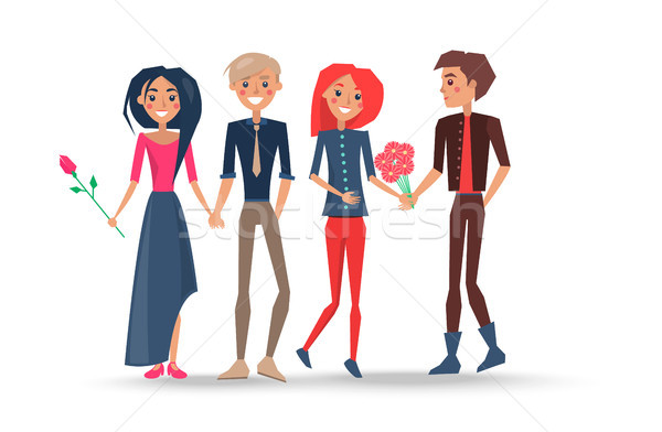 Happy Couples in Love, Pairs of Boys Girls Lovers Stock photo © robuart