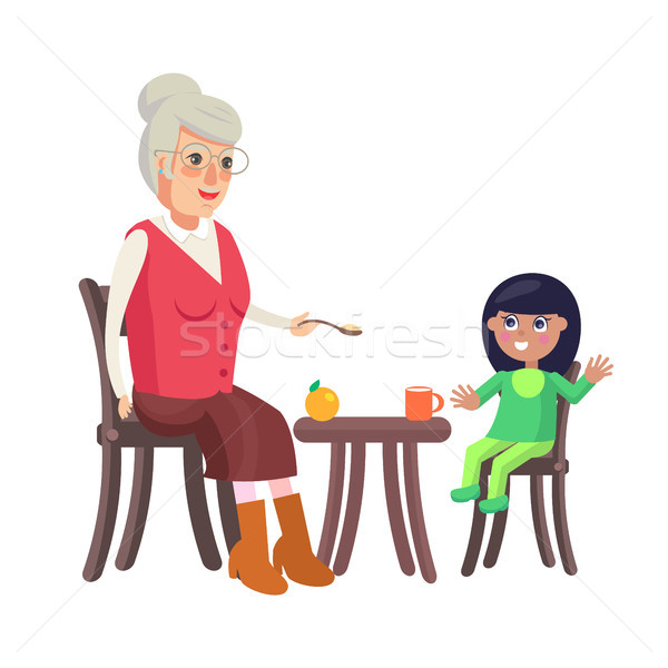 Grandmother and Granddaughter Vector Illustration Stock photo © robuart