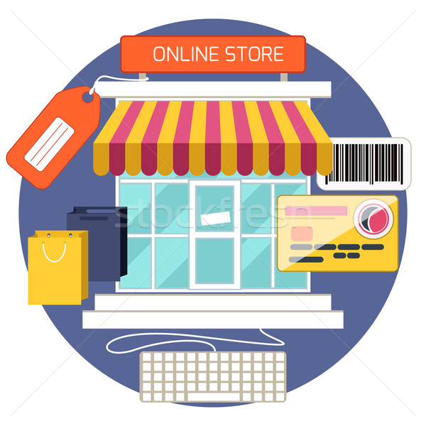 Foto stock: Computador · compra · produtos · on-line · compras