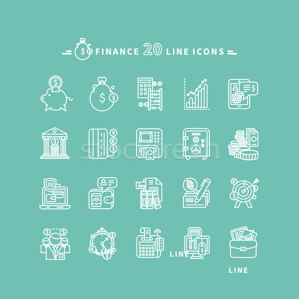 Set of Outline Finance Icons Stock photo © robuart