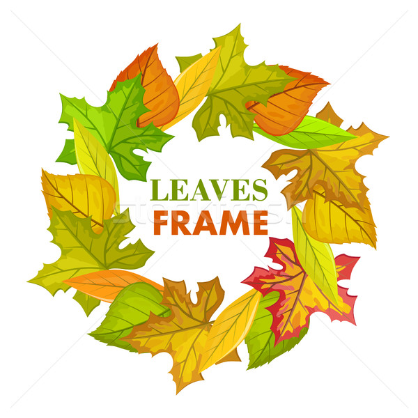 Autumn Leaves Vector Frame in Flat Design Stock photo © robuart