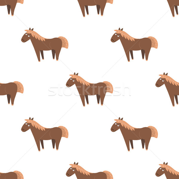Cartoon Horse Seamless Pattern on White Vector Stock photo © robuart