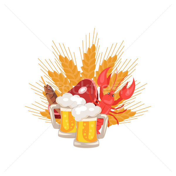 Beer and Snacks at Octoberfest Vector Illustration Stock photo © robuart