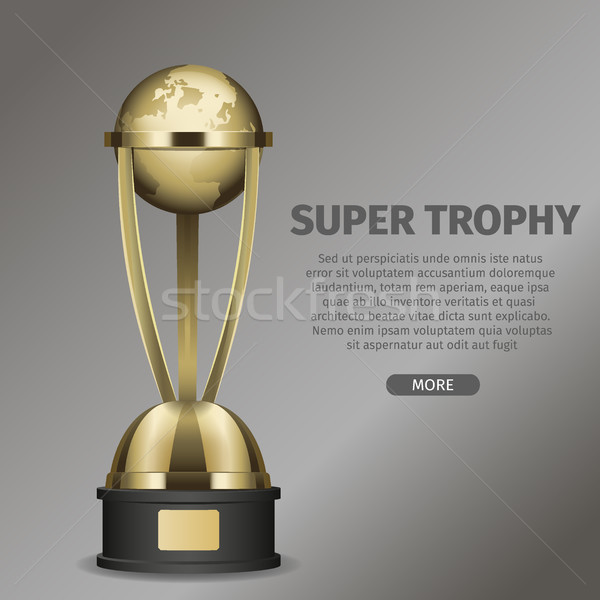 Golden Super Trophy Cup with Framed Planet Earth Stock photo © robuart