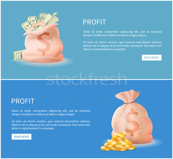 Profit Web Posters Set Sacks Full of Money Vector Stock photo © robuart