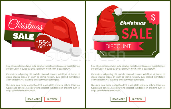 Discounts Tags Santa Claus hats Promo Labels Xmas Stock photo © robuart
