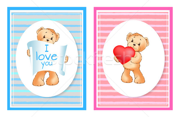 Stockfoto: Liefde · me · teddyberen · vector · hart · teken