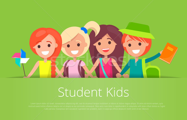 Student Kids Banner with Text Vector illustration Stock photo © robuart