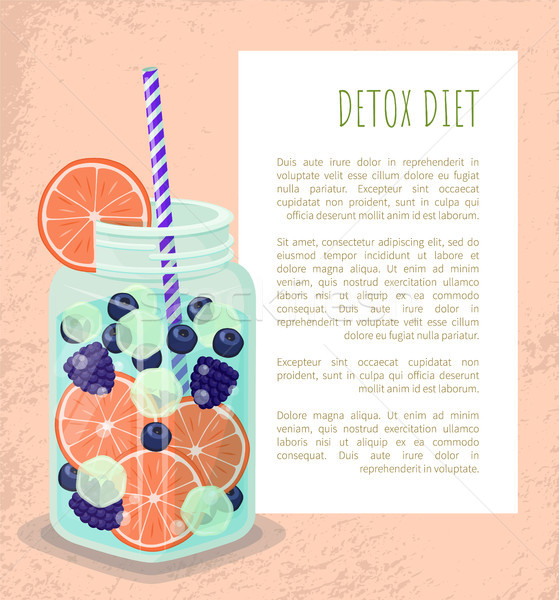 Detox Diet Poster Mug with Refreshing Drink Vector Stock photo © robuart