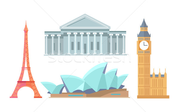 Eiffel Tower and Sydney Opera Vector Illustration Stock photo © robuart