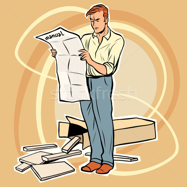 man manual assembling furniture Stock photo © rogistok