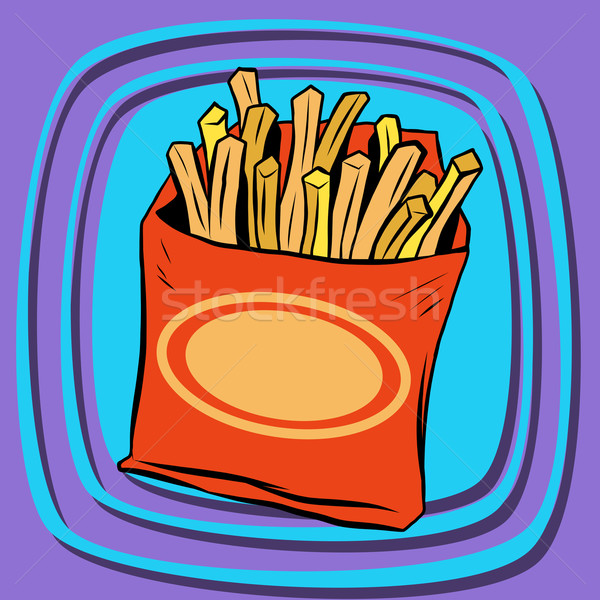 Frytki fast food pop art retro wektora frytki Zdjęcia stock © rogistok