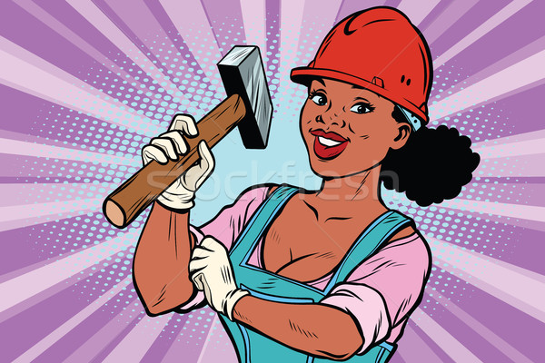 Trabajador de la construcción martillo mujer profesional reparación herramienta Foto stock © rogistok