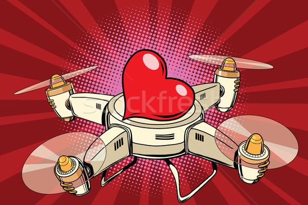 Quadcopter drone red heart Valentine holiday Stock photo © rogistok