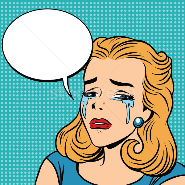 Emoji retro tears cry girl emoticons Stock photo © rogistok