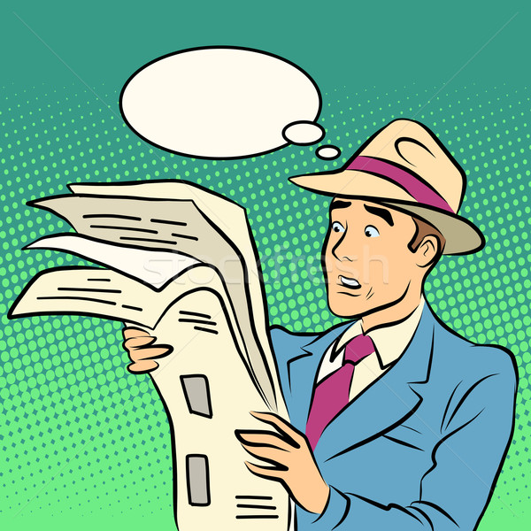 Stock photo: Awesome news man reading a newspaper