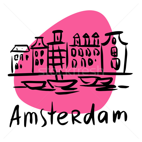 Amszterdam Hollandia stilizált kép város turizmus Stock fotó © rogistok