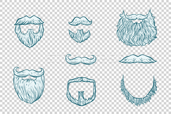 Establecer barba bigote papá noel arte pop retro Foto stock © rogistok
