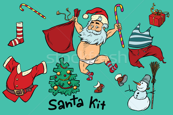 Készlet ruhátlanul vicces mikulás karácsony képregény Stock fotó © rogistok