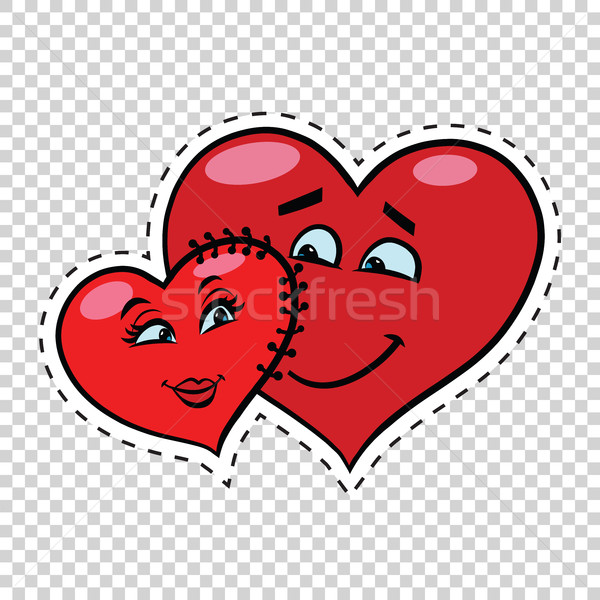 Stock photo: Love couple heart Valentine sewn to each other