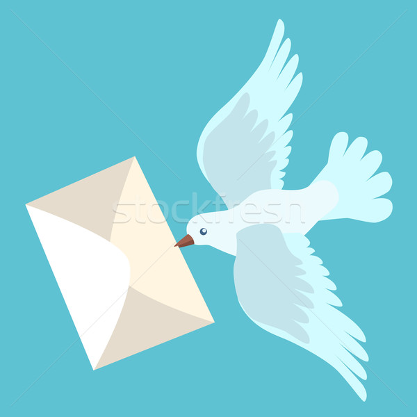 Beyaz güvercin mektup imzalamak ikon simge Stok fotoğraf © rogistok