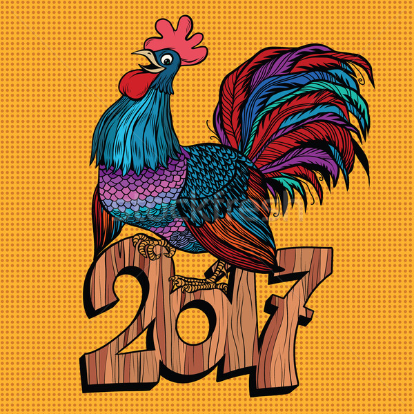 Beautiful cock 2017 new year Stock photo © rogistok