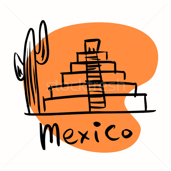 Foto stock: Ciudad · de · México · pirámides · estilizado · imagen · ciudad · turismo