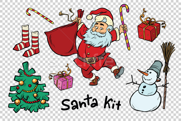 Kit Santa set Christmas New year items and characters Stock photo © rogistok