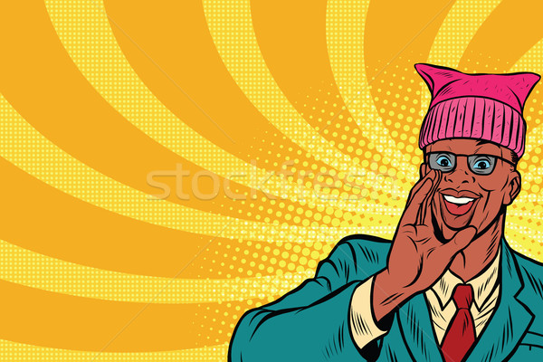 Polityk człowiek pussy hat retro pop art Zdjęcia stock © rogistok
