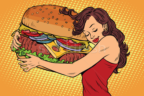 Frumos Burger pop art retro Imagine de stoc © rogistok