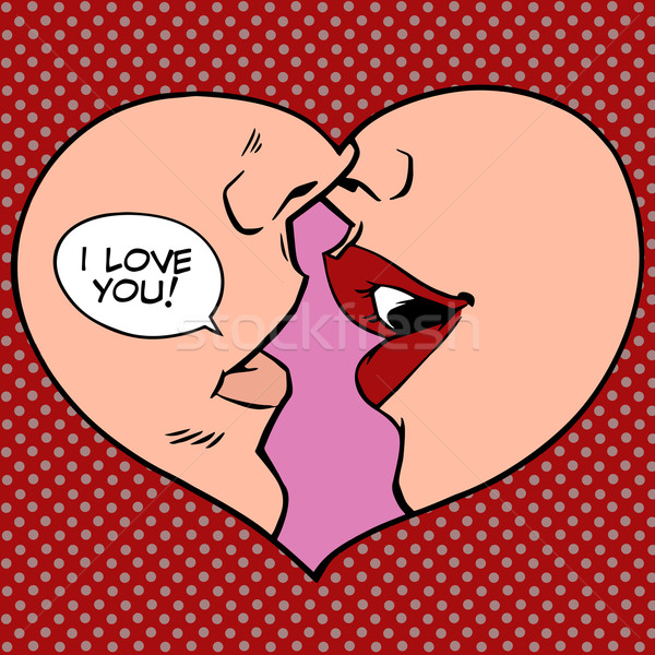 Stock photo: Heart kiss I love you