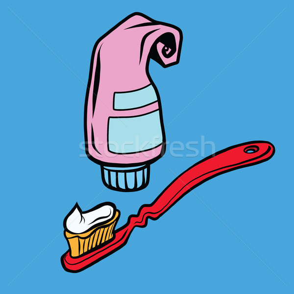 Establecer pasta dentífrica cepillo de dientes arte pop ilustración higiene personal Foto stock © rogistok