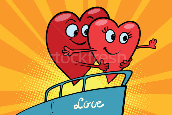 Love couple king of the world scene red hearts Valentines Stock photo © rogistok