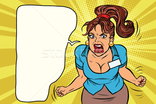 Geschäftsfrau schreien Wut Wut Comic Illustration Stock foto © rogistok