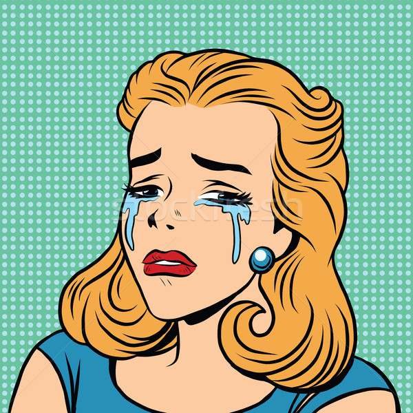 Retro tranen huilen meisje pop art Stockfoto © rogistok