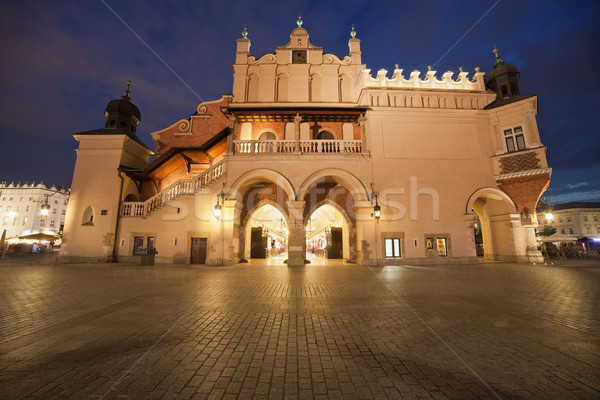 Cloth Hall Side View at Night in Krakow Stock photo © rognar