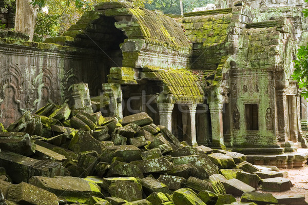 Tempel ruines binnenkant Cambodja natuur architectuur Stockfoto © rognar