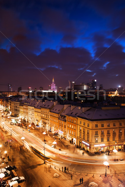 Città Varsavia notte Polonia strada storico Foto d'archivio © rognar