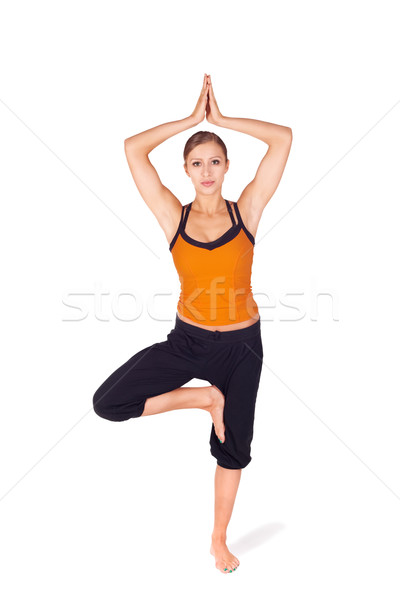 Fit Attractive Woman Practicing Yoga Tree Pose Stock photo © rognar