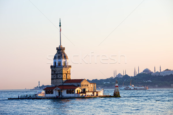 Hajadon torony Isztambul török nyugalmas díszlet Stock fotó © rognar