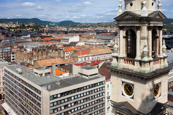 St Stephen's Basilica Bell Tower and Budapest Cityscape Stock photo © rognar