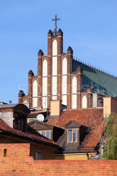 Vieille ville Varsovie Pologne gothique style bâtiment Photo stock © rognar