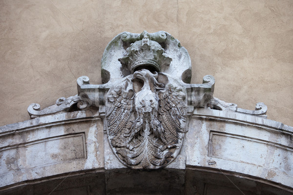 Foto stock: Casaco · brasão · Polônia · Águia · coroa · pedra