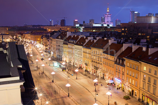 Warsaw at Night Stock photo © rognar