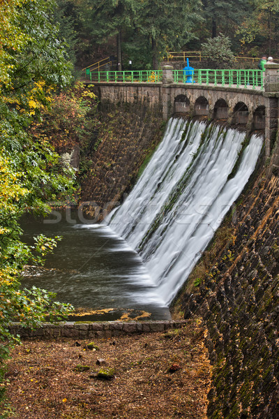 Fiume costruzione costruzione alberi pietra autunno Foto d'archivio © rognar