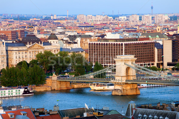 Budapest cityscape coucher du soleil ville Hongrie chaîne [[stock_photo]] © rognar