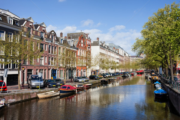 Сток-фото: лодках · Амстердам · канал · весны · Нидерланды · север