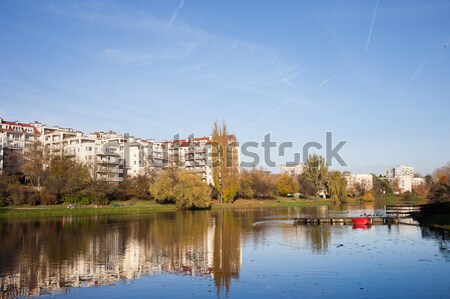 Apartment Houses by the Lake in Warsaw Stock photo © rognar