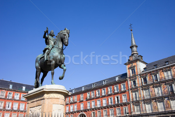 Statue of King Philip III at Plaza Mayor Stock photo © rognar