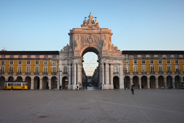 Stockfoto: Boog · zonsopgang · Lissabon · Portugal · commerce